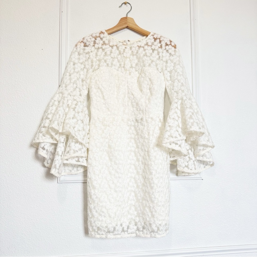 MILLY Anya Floral Embroidered Bell Sleeve Dress